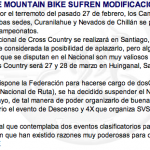 Se Suspende Campeonato Nacional en Nevados de Chillan y Curanilahue 27-28 de marzo 2010.