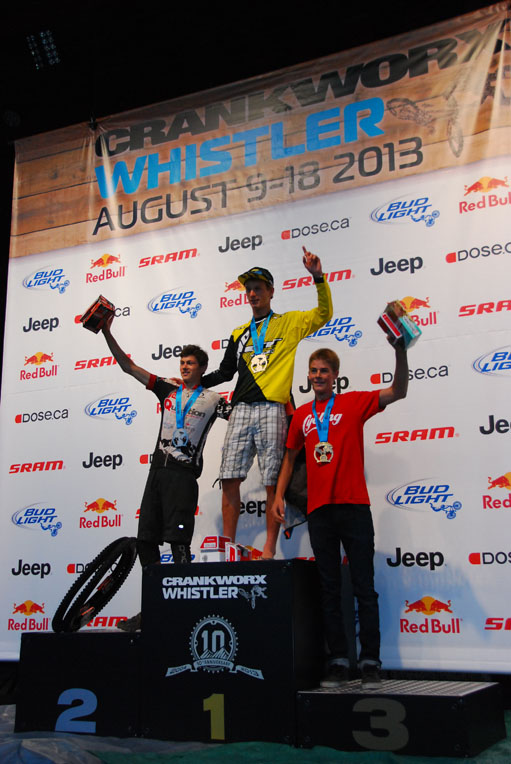 el podio de los junior (16-18); de izquierda a derecha, Spencer Wight, Martin Maes y James Panozzo