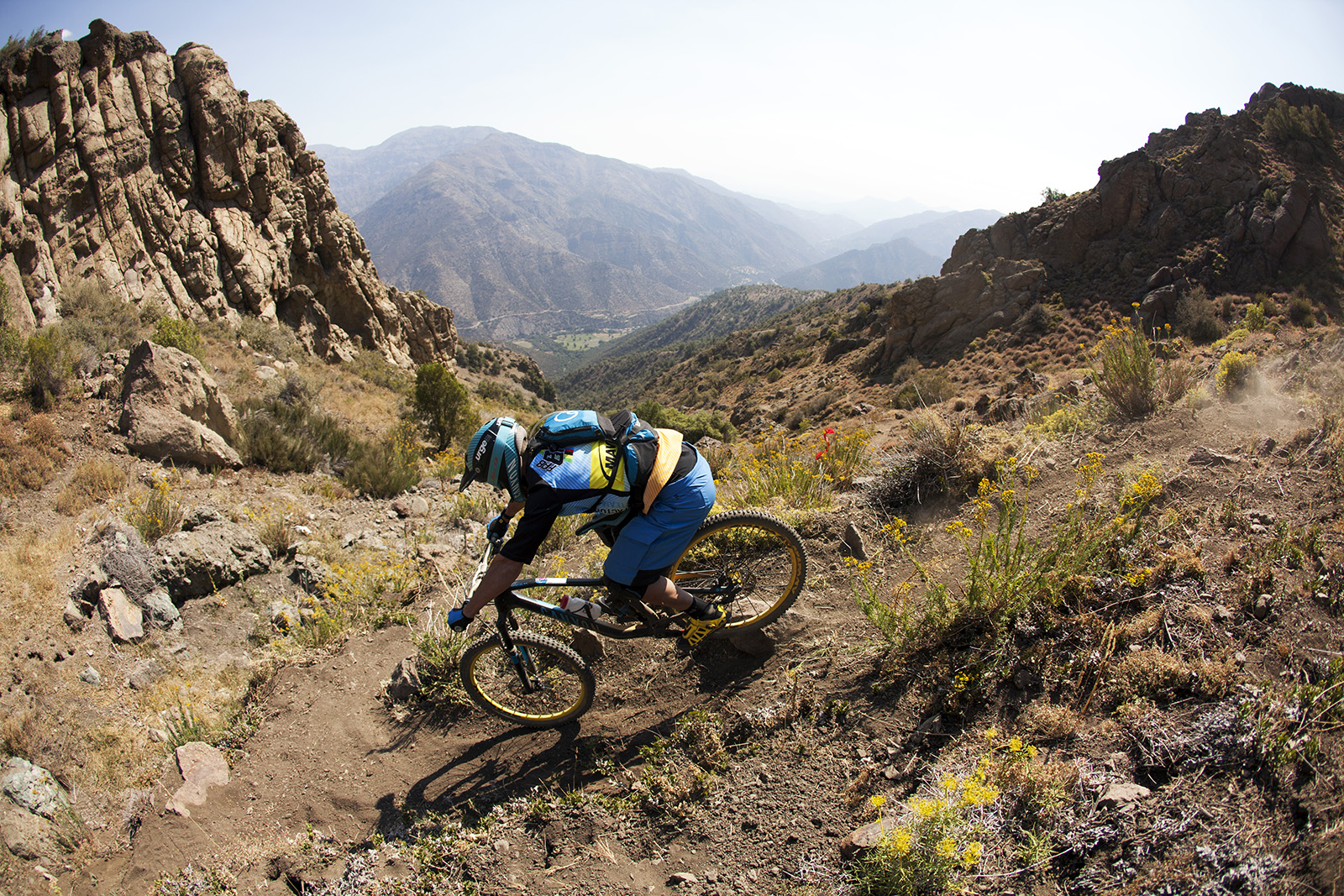11 February 2015 - Fabien Barel negotiates Stage 5 on Day 1 during the 2015 Andes Pacifico Enduro stage race in Santiago, Chile. Photo by Gary Perkin