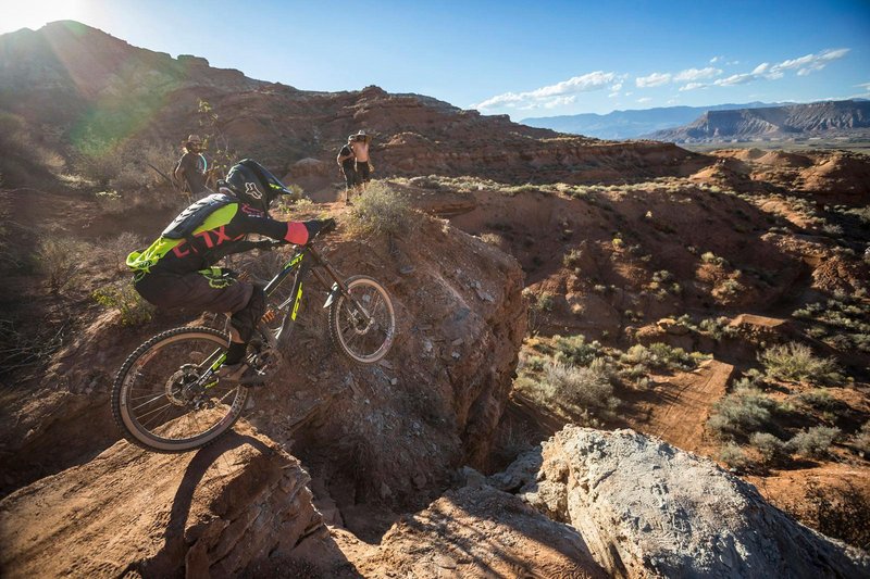Tyler McCaul practices his line at Red Bull Rampage on 11 October 2016.